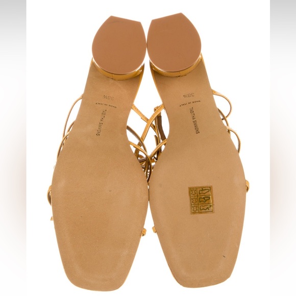 Tabitha Simmons Covie bow mustard yellow patent leather ankle strap heels 38.5 - Picture 3 of 5